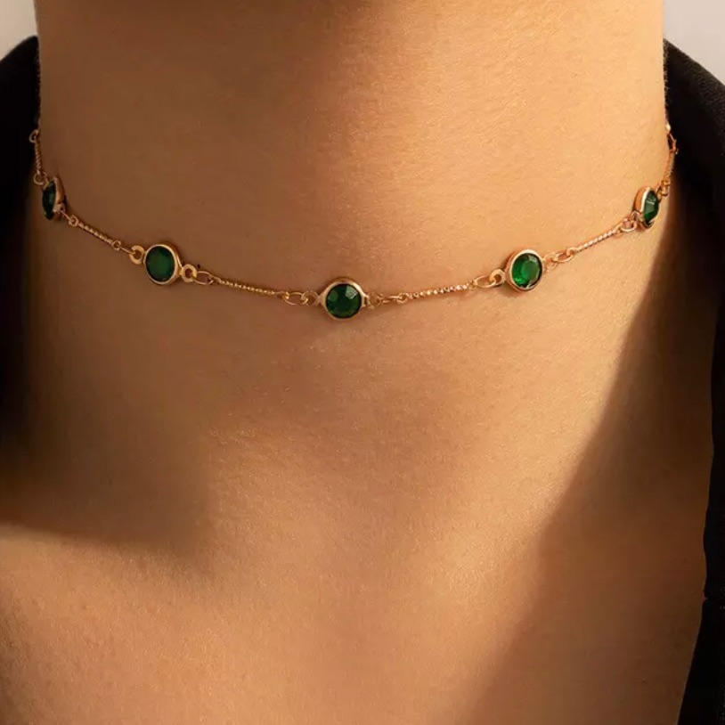 Green Gold Bezel Choker